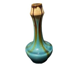 Belgium Made Drip Glaze Art Pottery Thin Bud Vase Hand Made Mid-Century